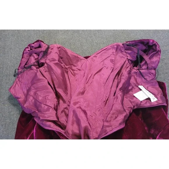 Vintage 80s Off The Shoulder Fit Flare Mini Dress Magenta Size XS Poofy Party - Picture 7 of 15